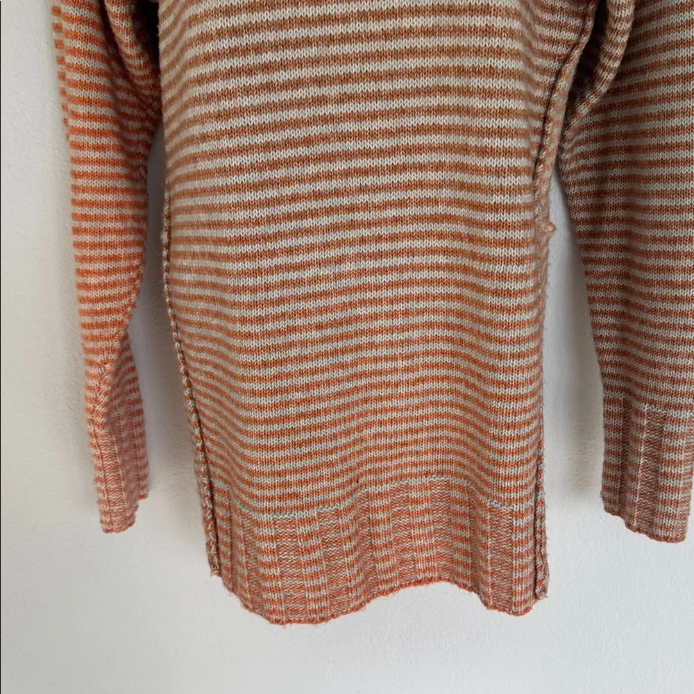 CAbi orange gray stripe oversized cotton turtleneck sweater size small
